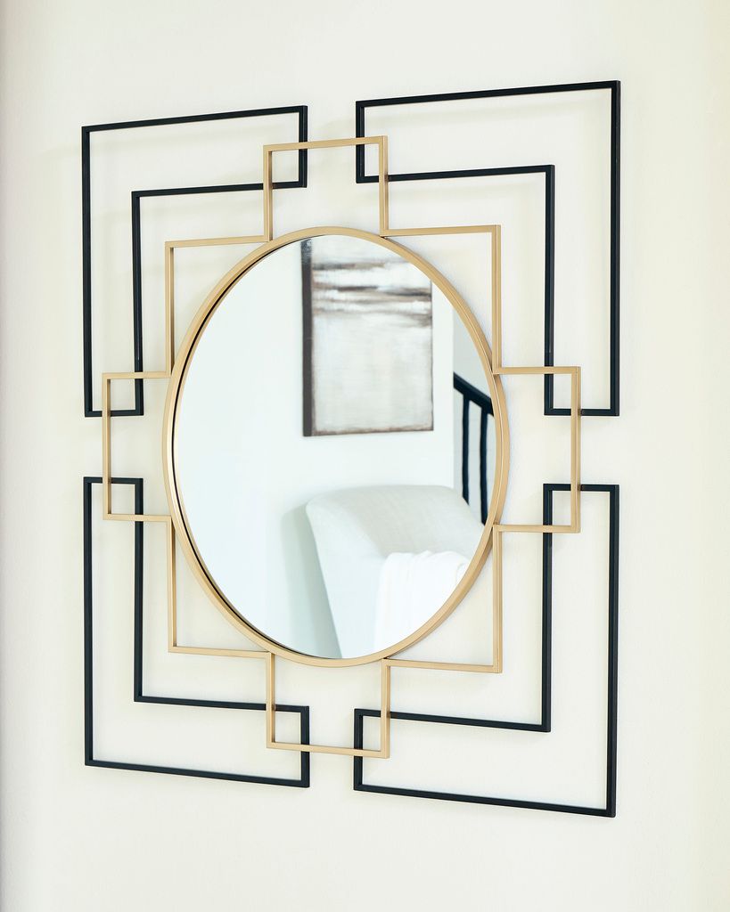 Oceanal Accent Mirror In Black and Gold A8010394