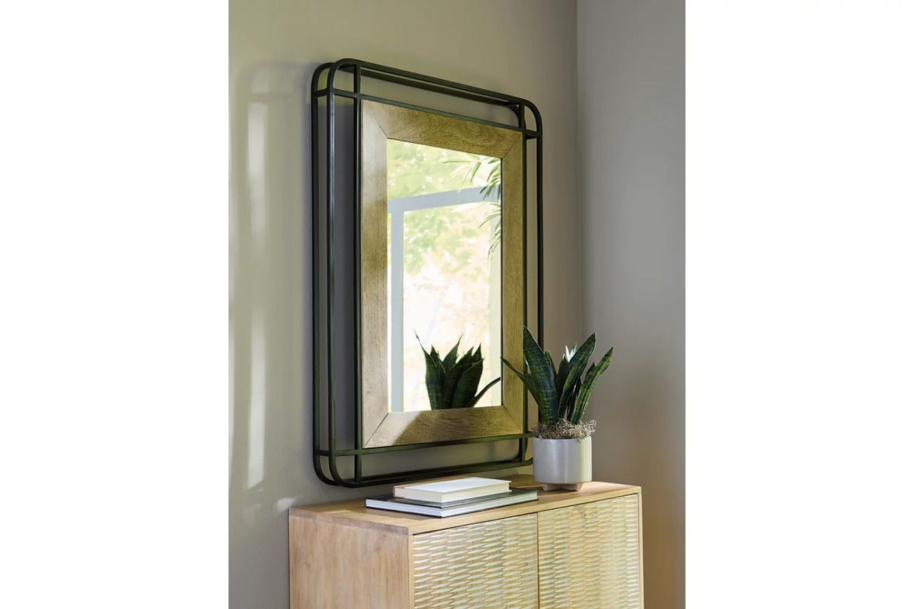 Beelman Accent Mirror In Black and Brown A8010409
