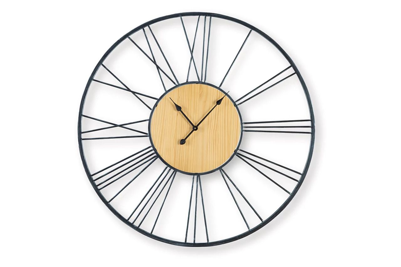 Brockett Wall Clock In Black and Natural A8010452