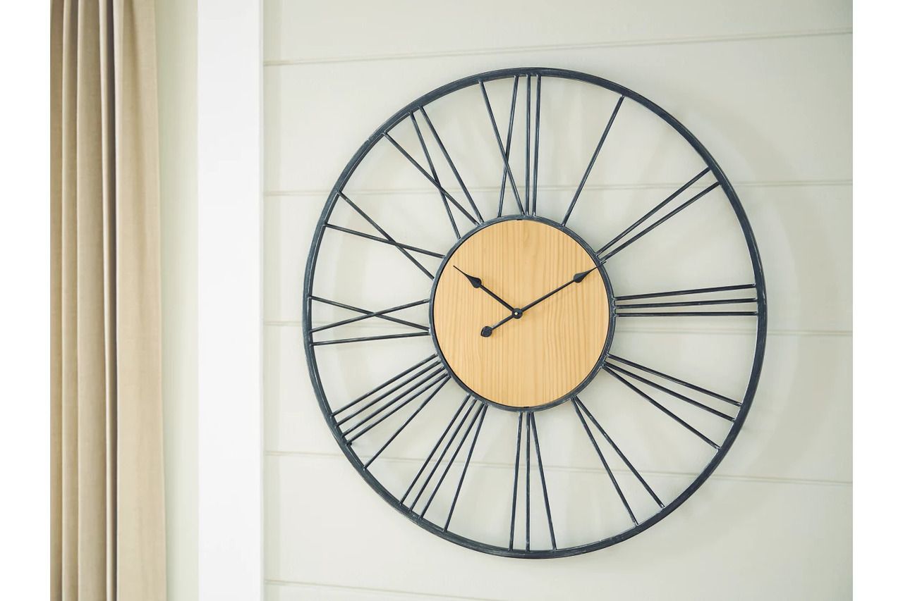 Brockett Wall Clock In Black and Natural A8010452