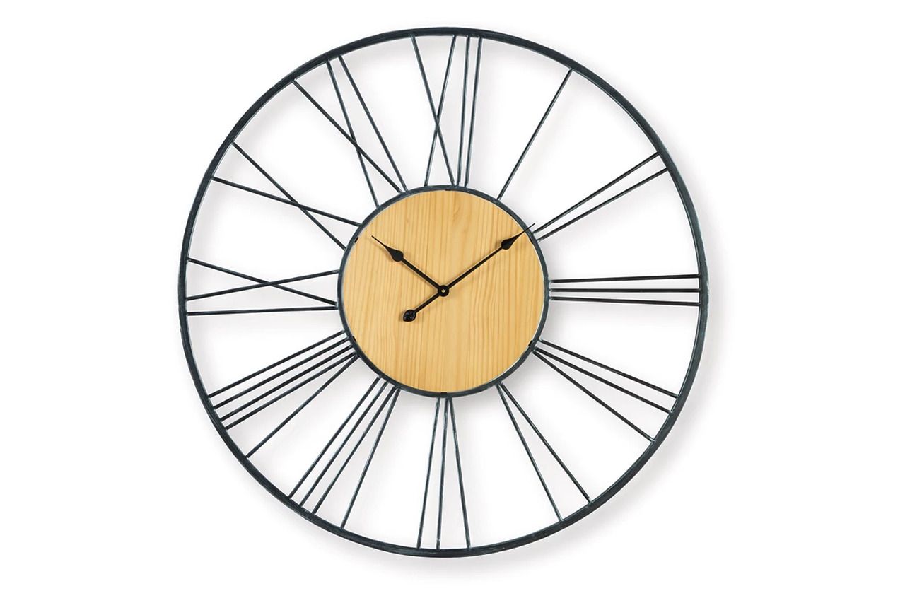 Brockett Wall Clock In Black and Natural A8010452