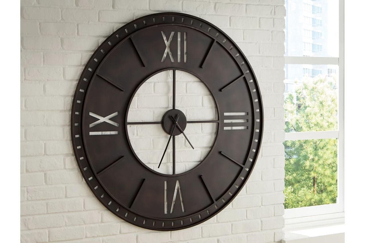 Lytle Wall Clock In Antique Brown A8010453
