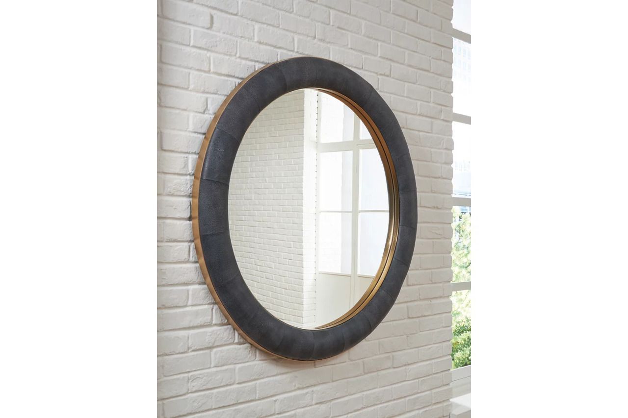Corinsworth Accent Mirror In Charcoal and Brass A8010456
