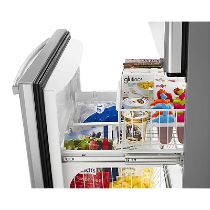 Glide-Out Wire Lower Freezer Basket with QuickSplit Organizer