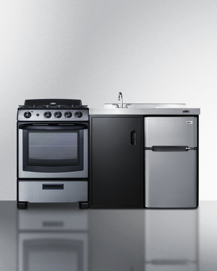 63" Wide All-in-One Kitchenette with Gas Range ACK63GASBSS
