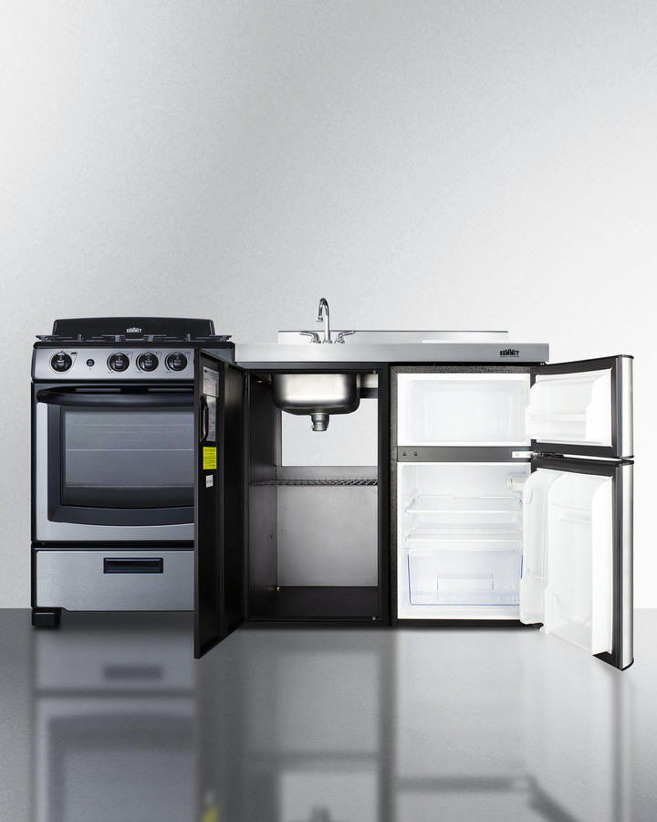 63" Wide All-in-One Kitchenette with Gas Range ACK63GASBSS