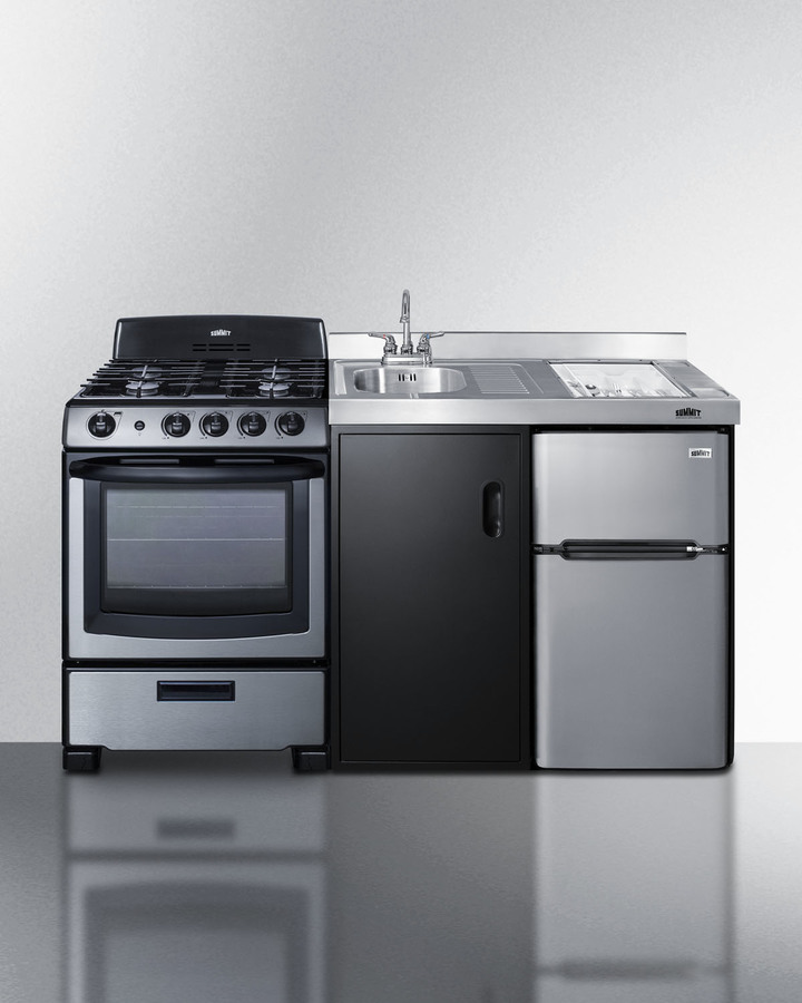 63" Wide All-in-One Kitchenette with Gas Range ACK63GASBSS