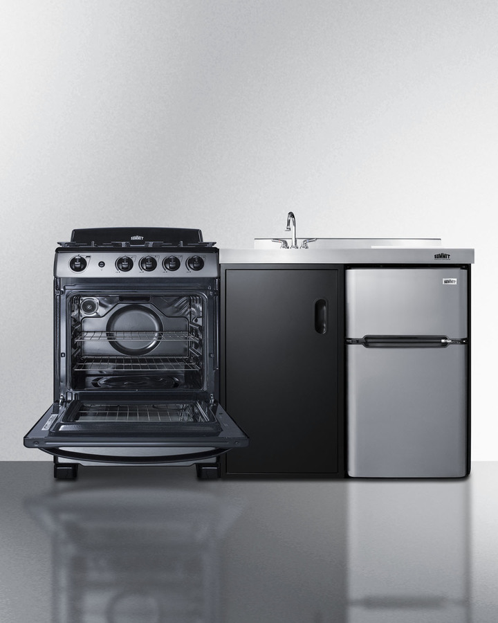 63" Wide All-in-One Kitchenette with Gas Range ACK63GASBSS