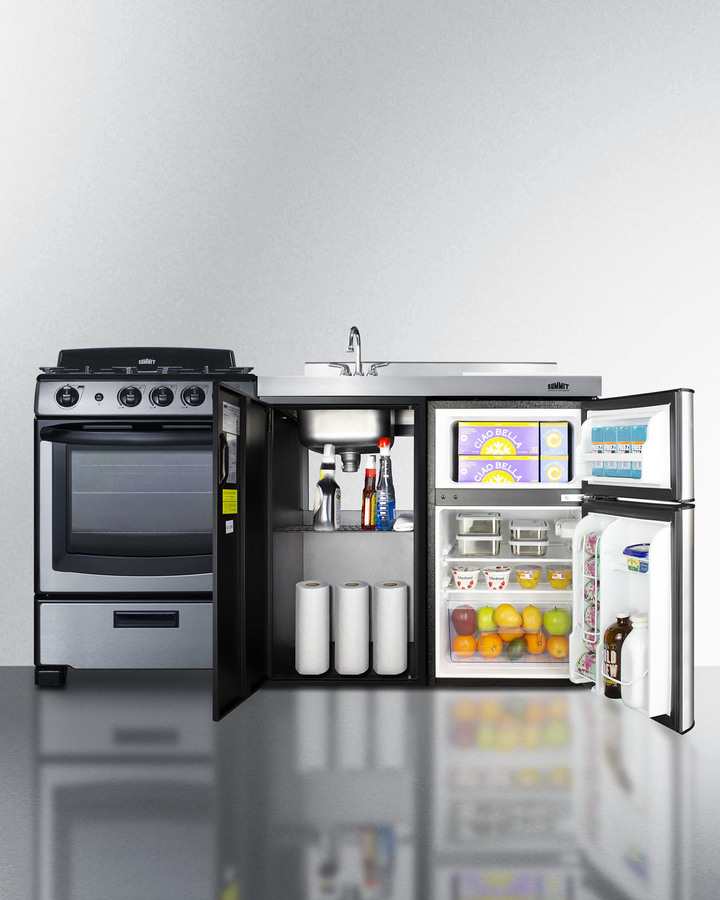 63" Wide All-in-One Kitchenette with Gas Range ACK63GASBSS