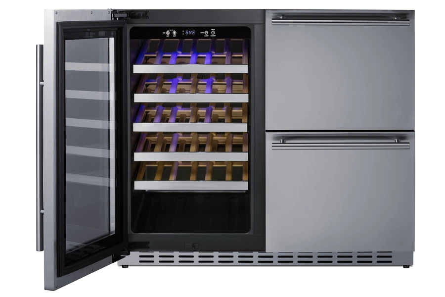 36" Wide Combination Wine Cellar & 2-Drawer Refrigerator, ADA Compliant ADRWC36