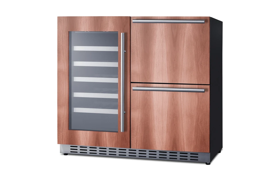 36" Wide Combination Wine Cellar & 2-Drawer Refrigerator , ADA Compliant (Panel Not Included) ADRWC36PNR