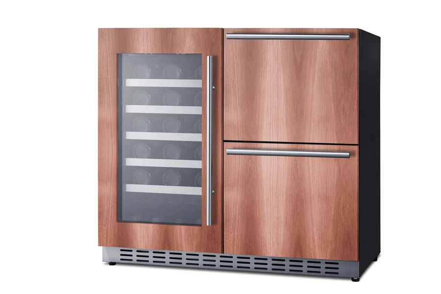 36" Wide Combination Wine Cellar & 2-Drawer Refrigerator , ADA Compliant (Panel Not Included) ADRWC36PNR