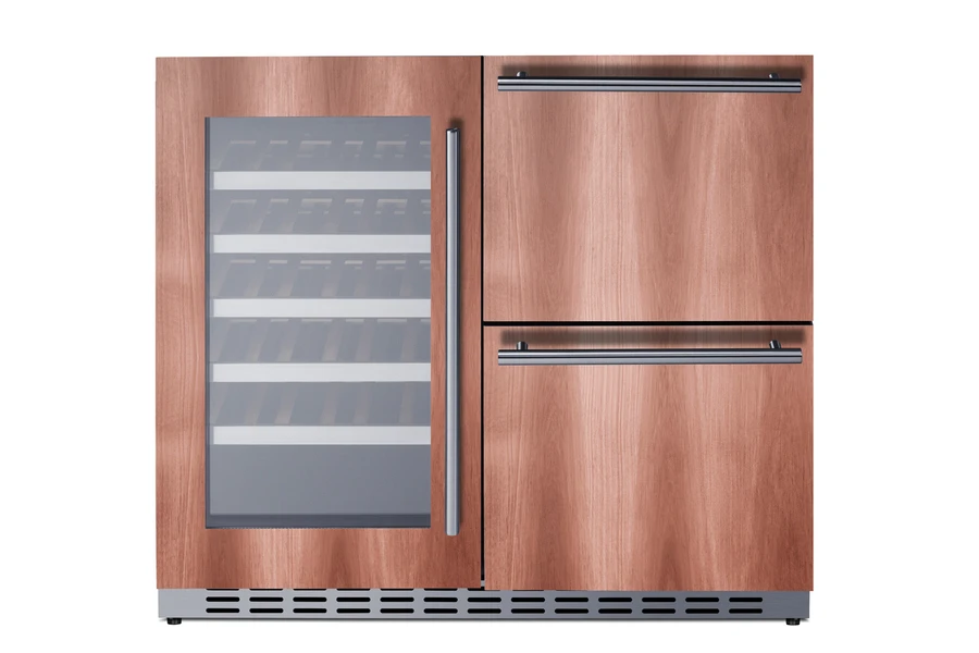 36" Wide Combination Wine Cellar & 2-Drawer Refrigerator , ADA Compliant (Panel Not Included) ADRWC36PNR