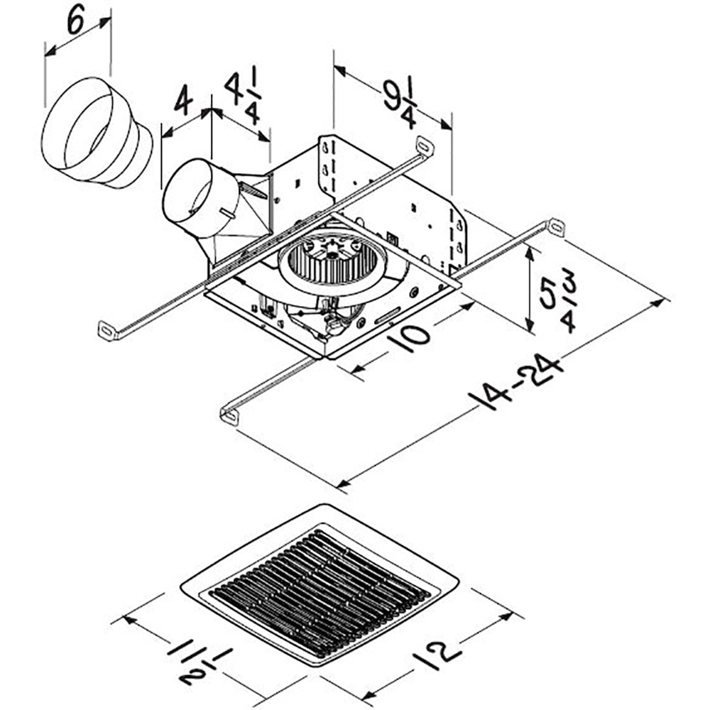 Flex Series 110 CFM Ceiling Roomside Installation Bathroom Exhaust Fan AE110