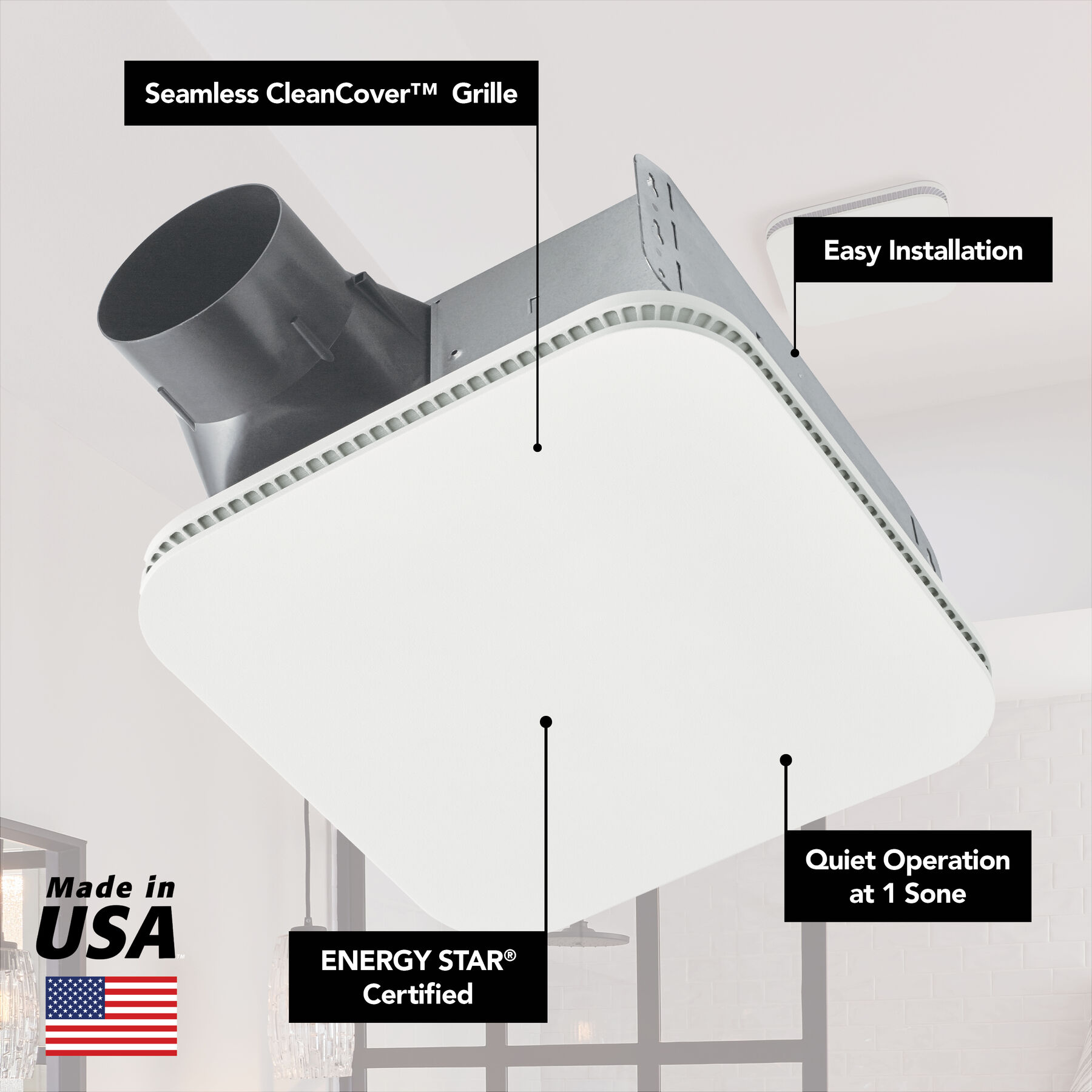 110 CFM Bathroom Exhaust Fan with CleanCover Grille AE110K