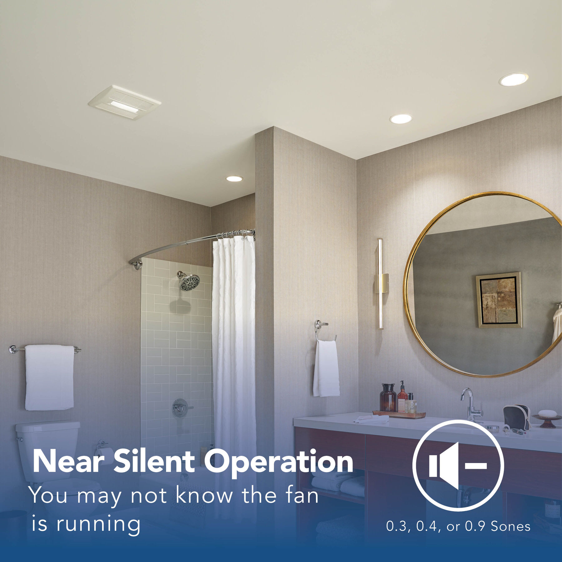 Bathroom Exhaust Fan w/ LED Light, 50-110 CFM AE50110DCL