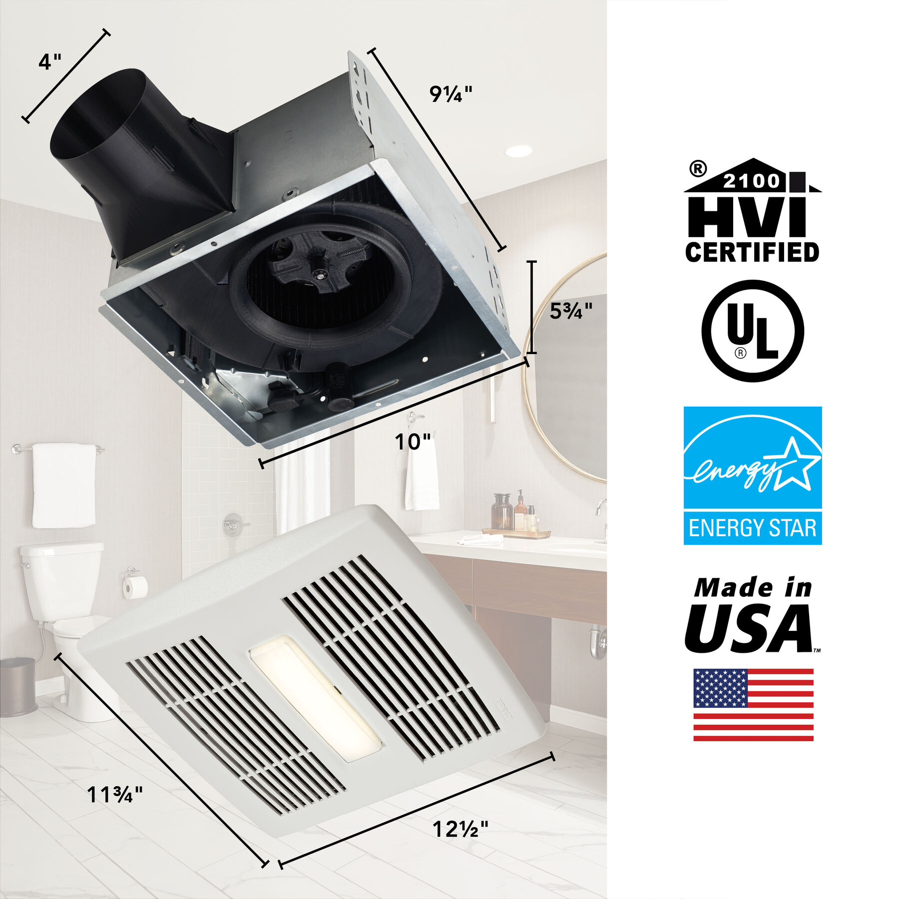 Flex Series 80 CFM 0.7 Sones Ventilation Fan Light AE80BL
