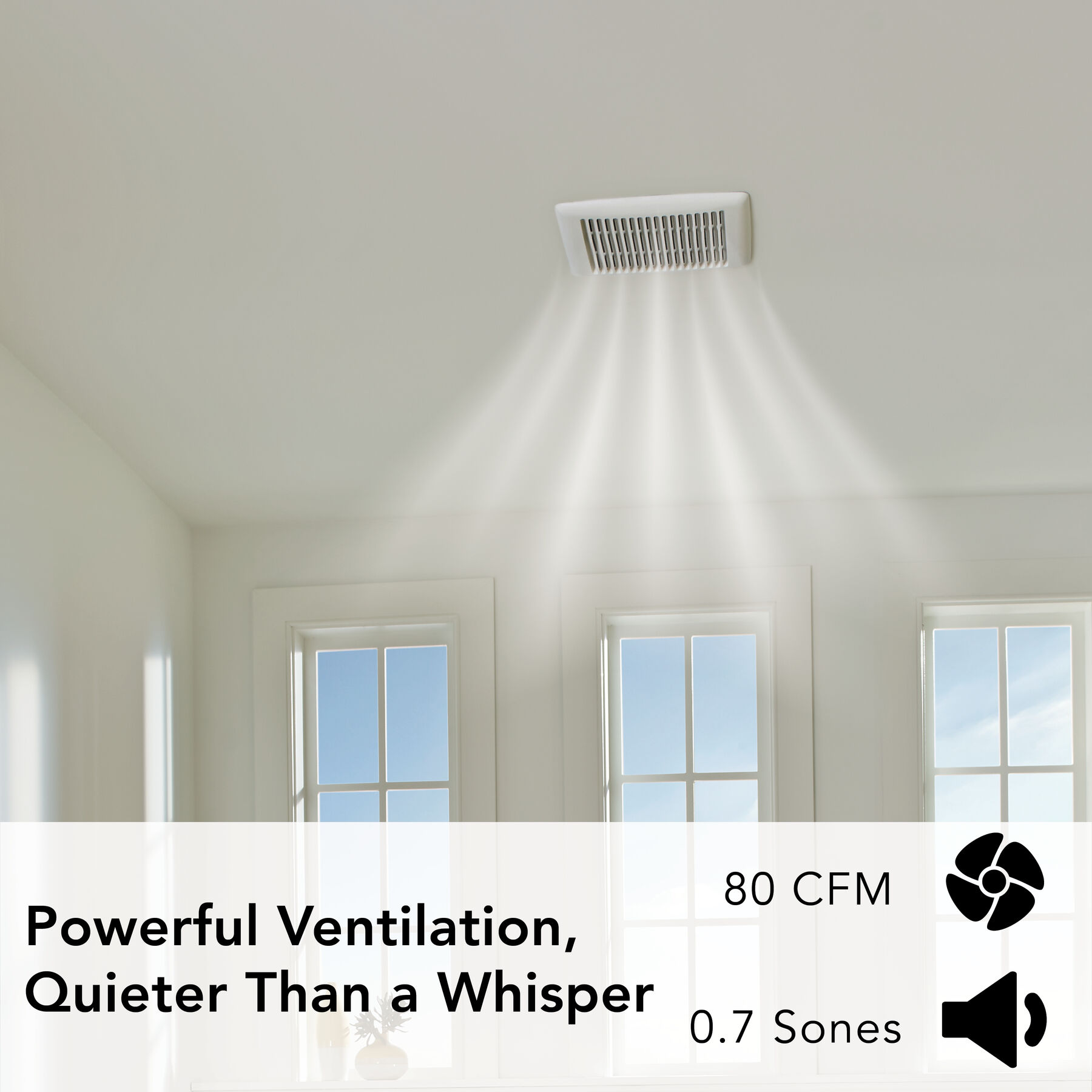 Flex Series 80 CFM 0.7 Sones Humidity Sensing Ventilation Fan AE80S