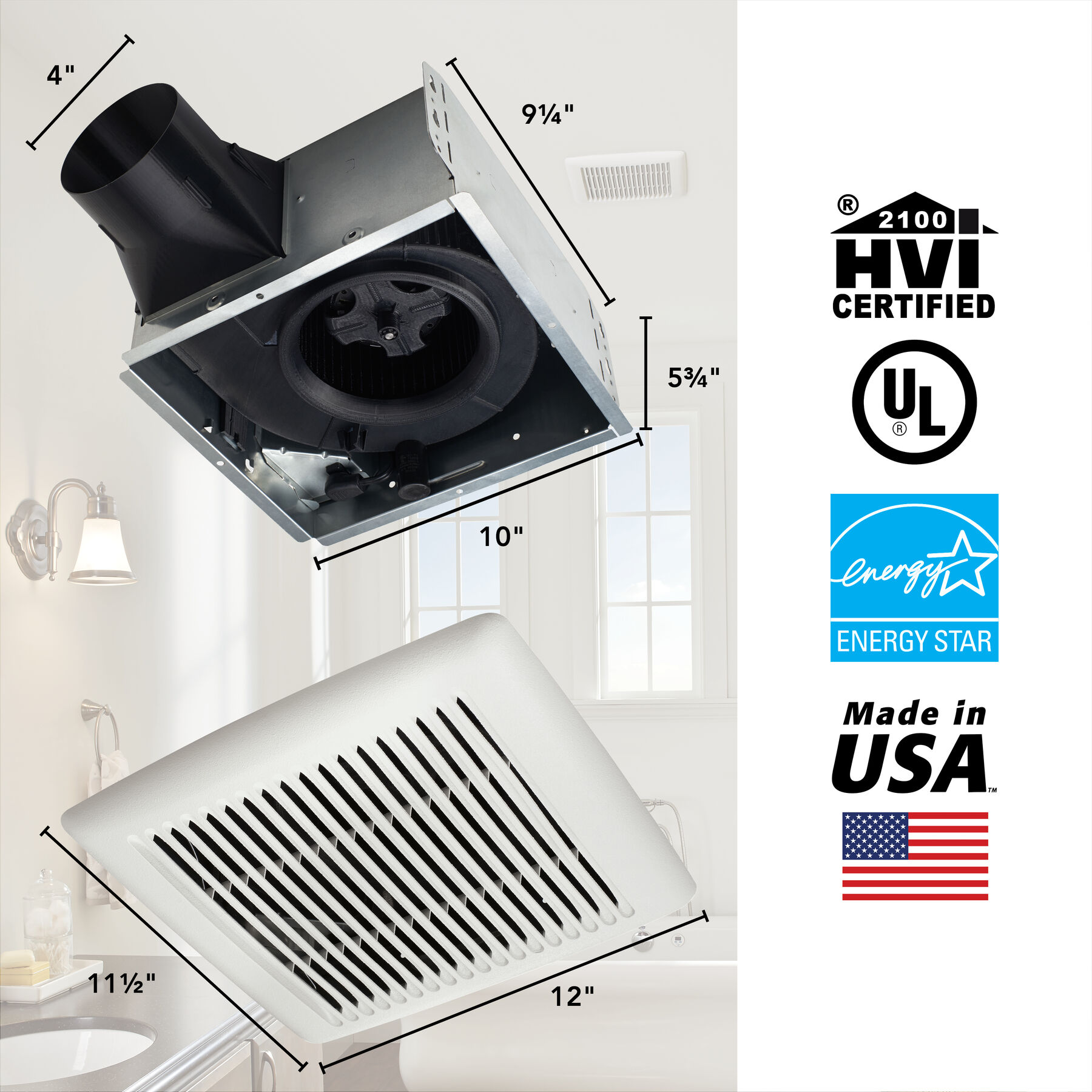 Flex Series 80 CFM 0.7 Sones Humidity Sensing Ventilation Fan AE80S