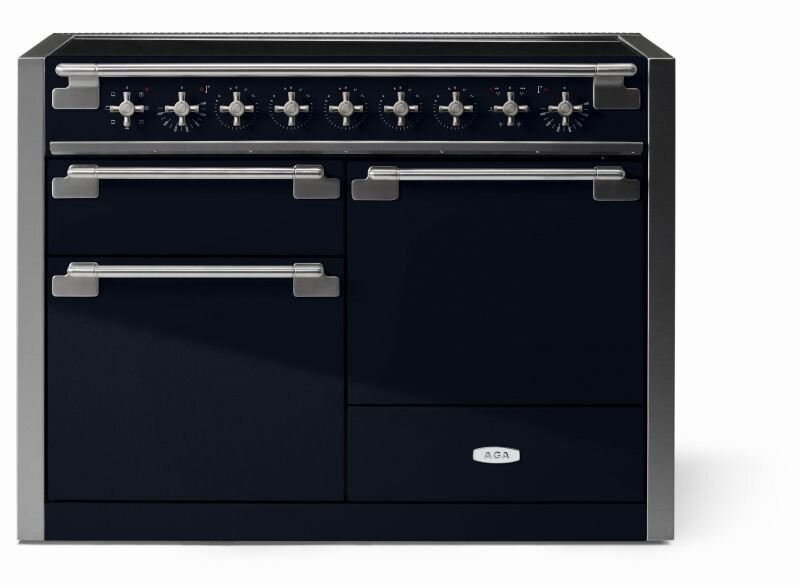Elise 48" Induction Range with Antique Brass Trim in Gloss Black AEL481INABBLK