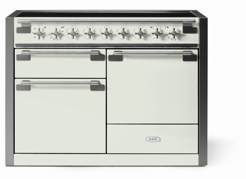 Elise 48" Induction Range with Antique Brass Trim AEL481INABWHT