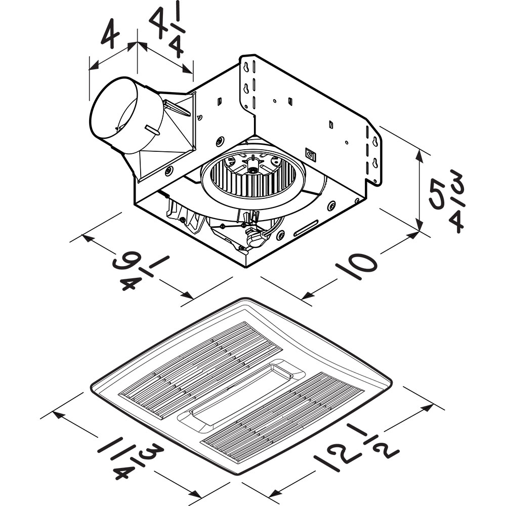 NuTone Flex Series 80 CFM 0.8 Sones Ventilation Fan Light Finish Pack AEN80LF1