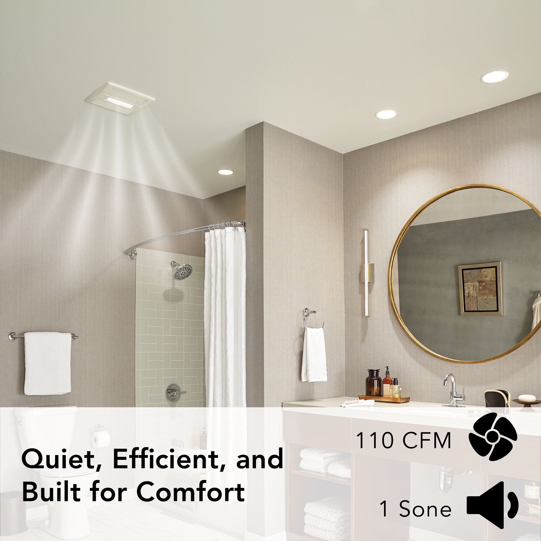 Roomside Series 110 CFM 1.0 Sones Ventilation Fan Light AER110L