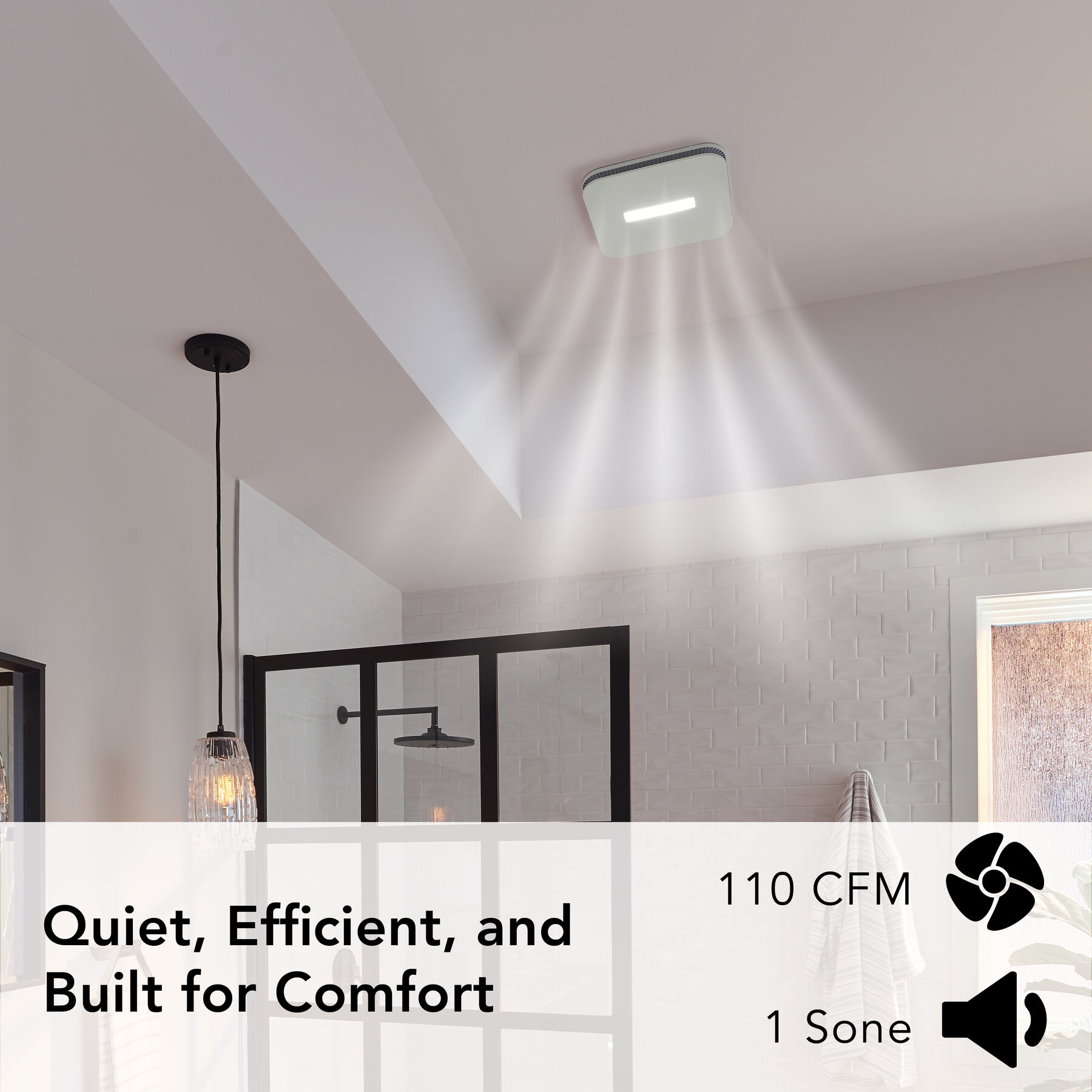 Roomside CleanCover 110 CFM 1.0 Sone Exhaust Fan with LED Light AER110LK