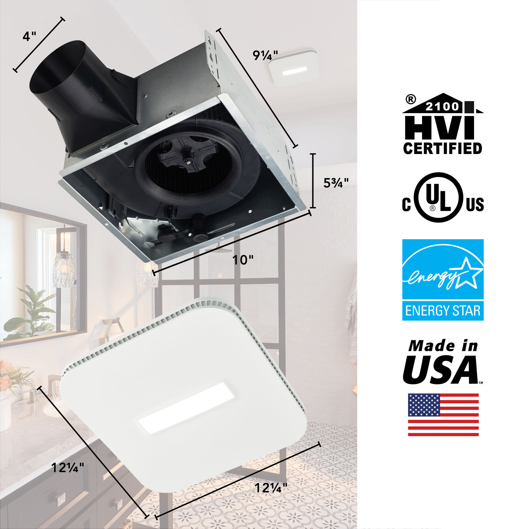 Roomside CleanCover 80 CFM 0.7 Sone Exhaust Fan with LED Light AER80LK