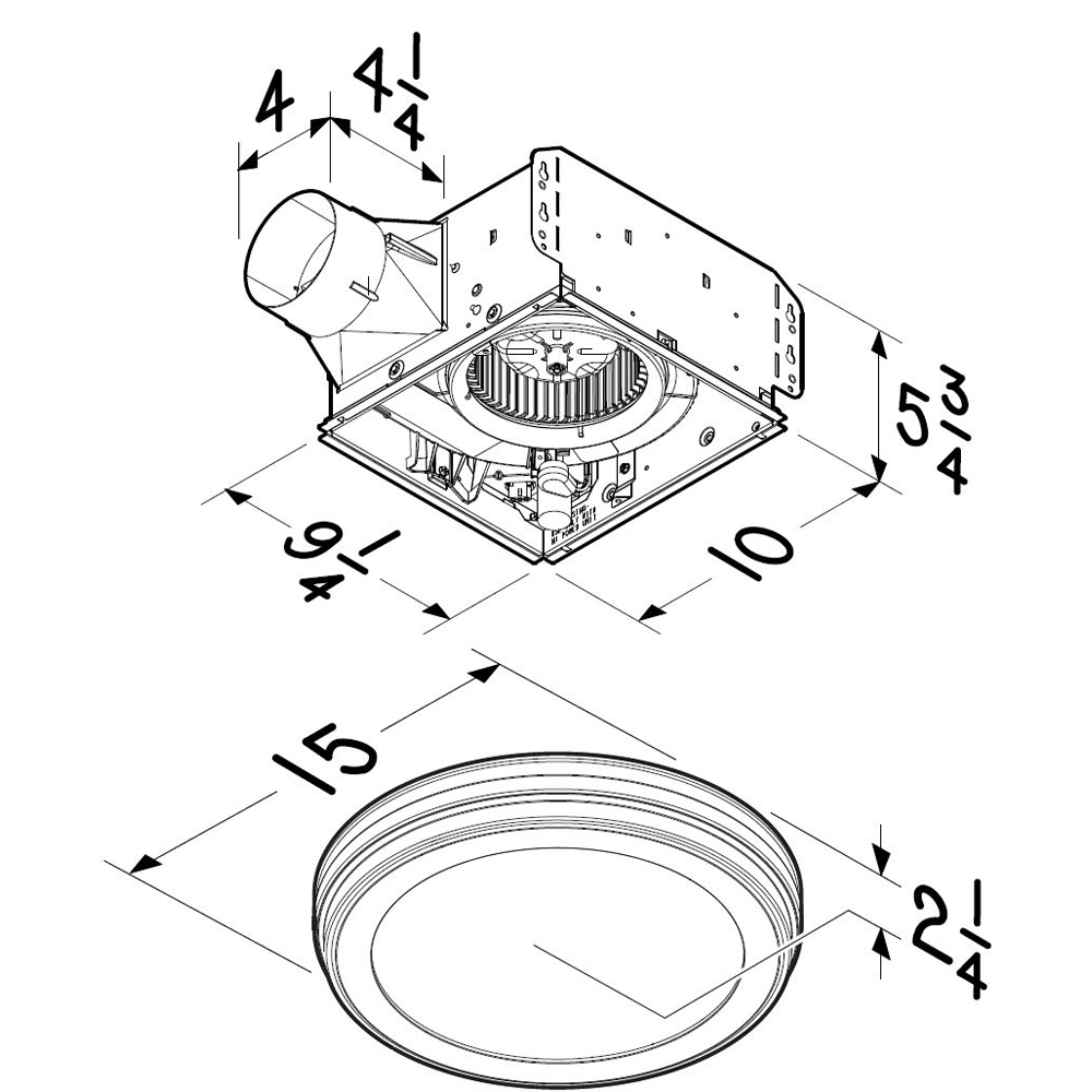 80 CFM Decorative Exhaust Fan with Round Flat Panel LED Light AER80LWH