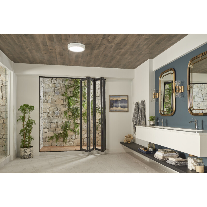 80 CFM Decorative Exhaust Fan with Round Flat Panel LED Light AER80LWH