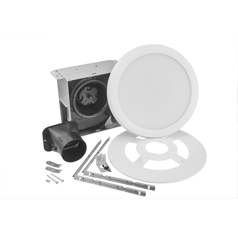 80 CFM Decorative Exhaust Fan with Round Flat Panel LED Light AER80LWH