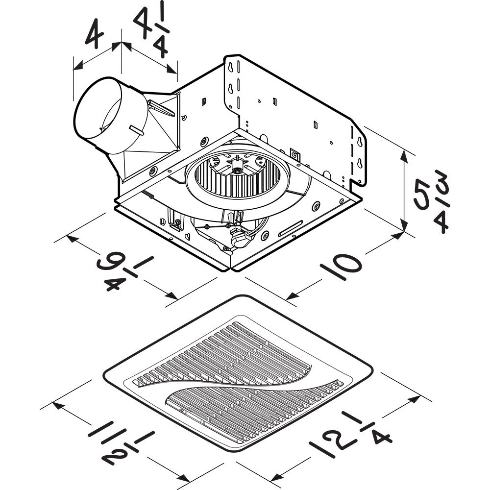 NuTone Roomside Series 110 CFM 1.0 Sones Ventilation Fan AERN110, product image 5 of 6