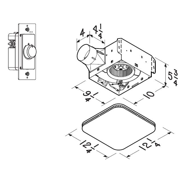 NuTone Roomside 110 CFM, 1 Sone Fan, CleanCover with Infinitely Adjustable Speed Control Switch AERN110KA