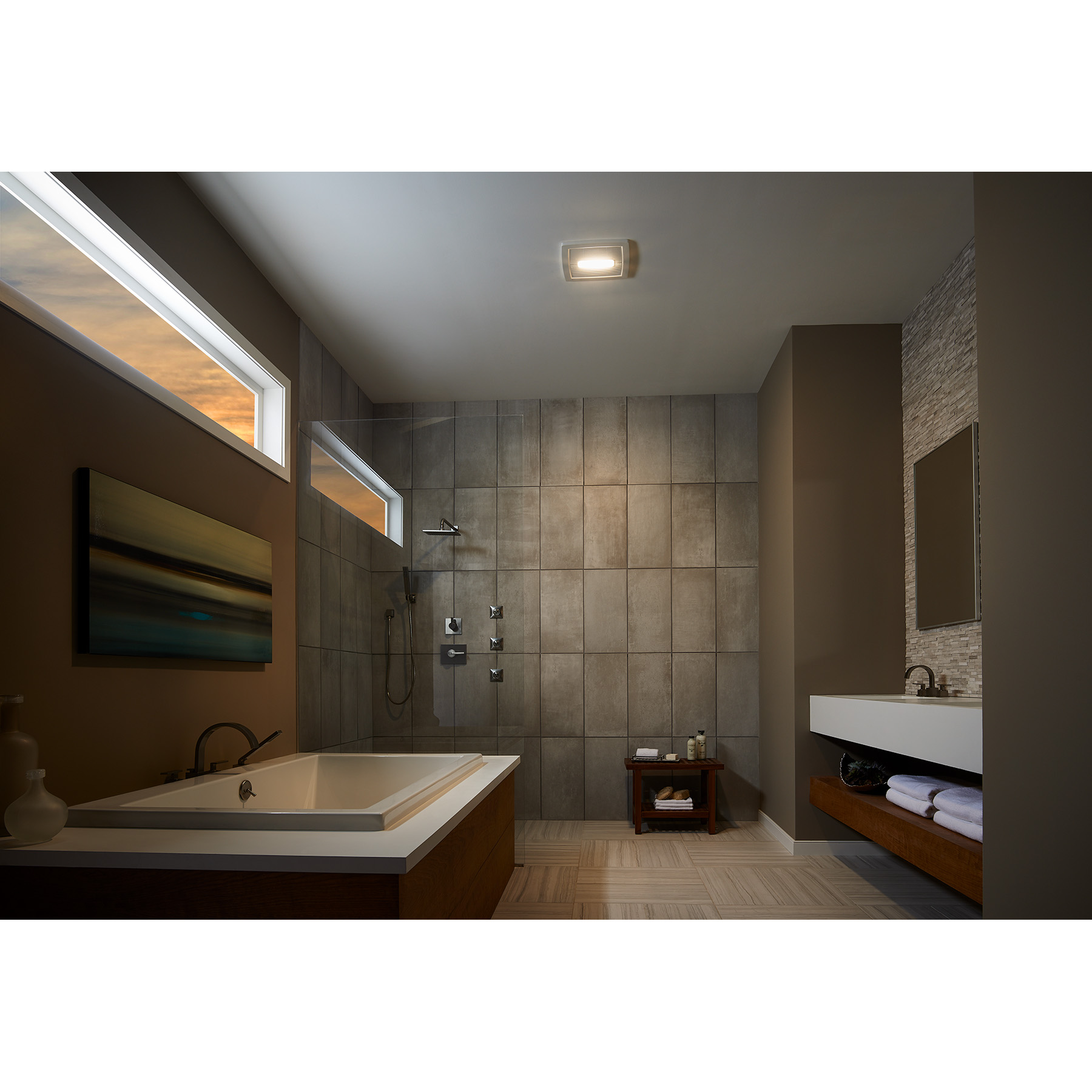 NuTone Roomside Series 110 CFM 1.0 Sones Humidity Sensing Ventilation Fan Light AERN110SL, product image 3 of 7