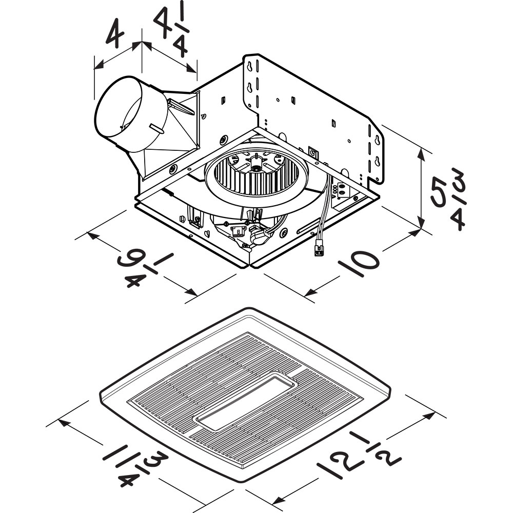 NuTone Roomside Series 110 CFM 1.0 Sones Humidity Sensing Ventilation Fan Light AERN110SL, product image 6 of 7