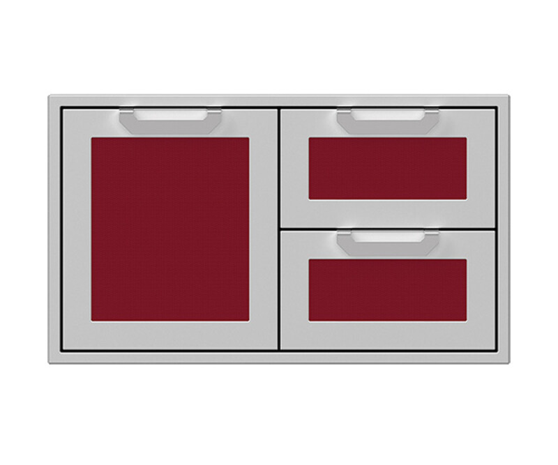 Double Drawer and Storage Door Combination w/ Marquise accent panel AGSDR36BG
