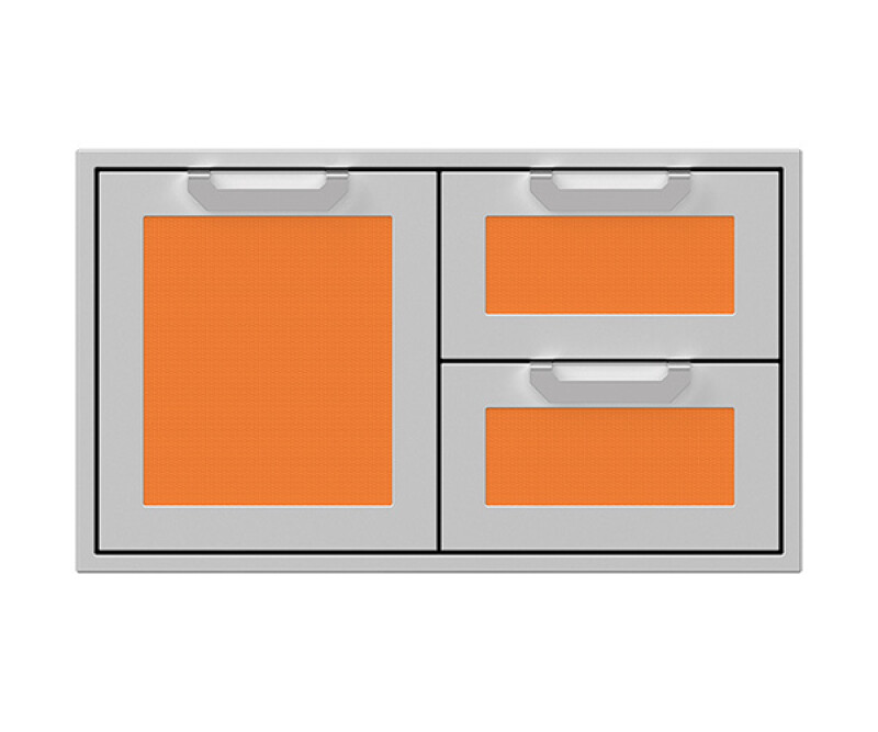 Double Drawer and Storage Door Combination w/ Marquise accent panel AGSDR36OR