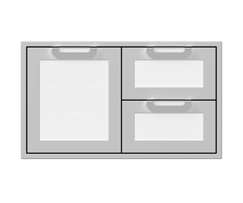 Double Drawer and Storage Door Combination w/ Marquise accent panel AGSDR36WH