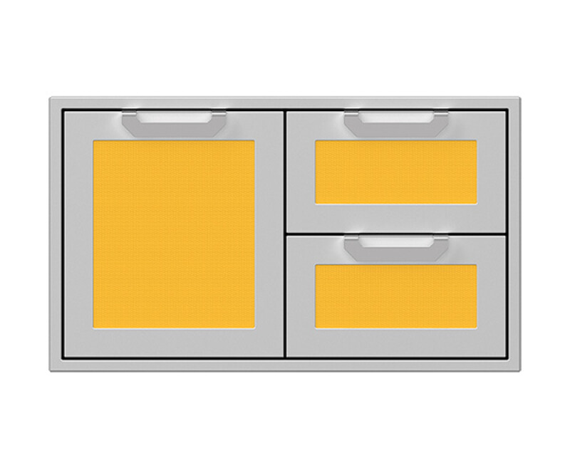 Double Drawer and Storage Door Combination w/ Marquise accent panel AGSDR36YW