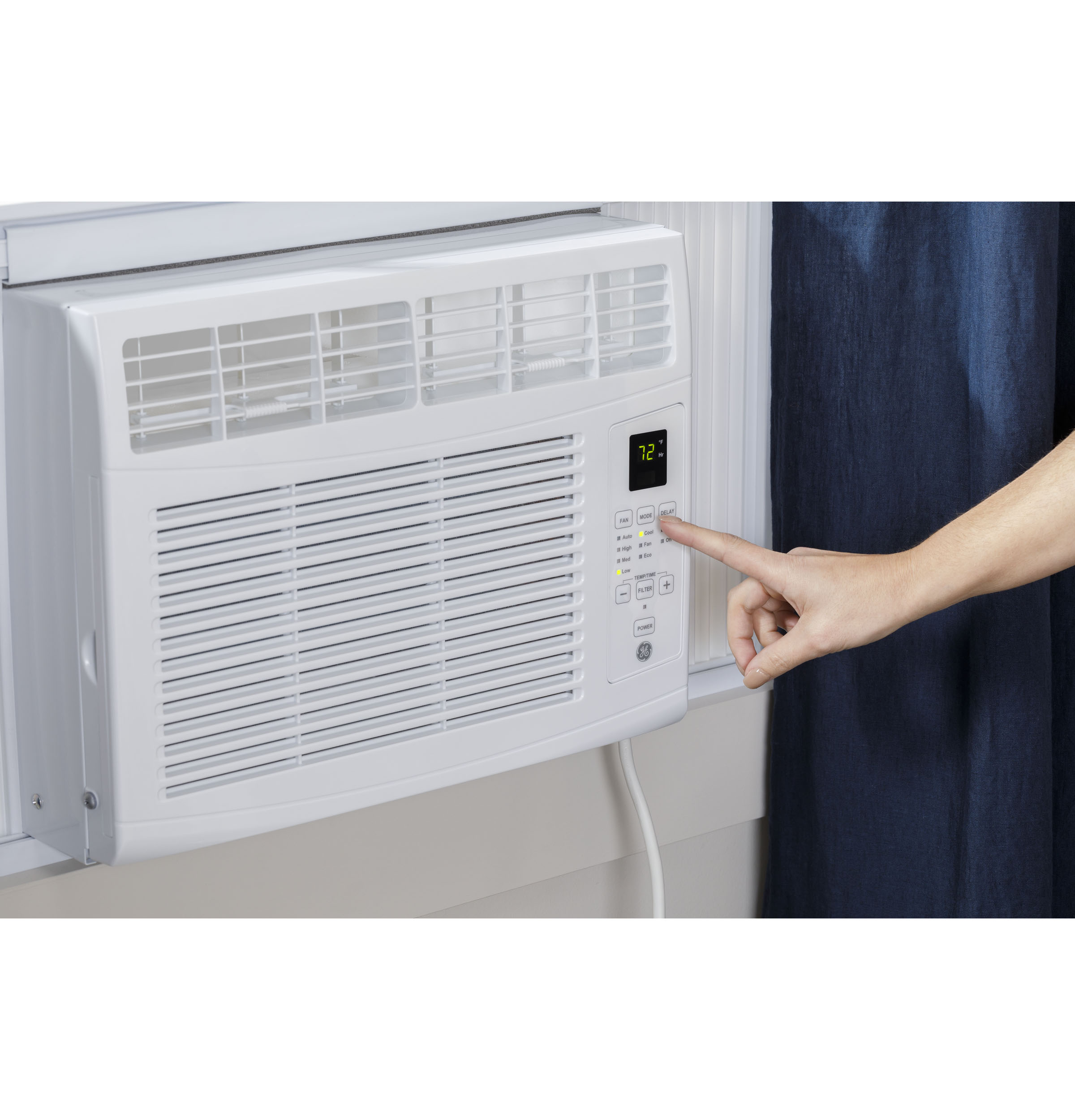 5,000 BTU Electronic Window Air Conditioner for Small Rooms up to 150 sq ft. in White size 12 H x 16 1/2 W x 13 1/2 D AHNE05BC