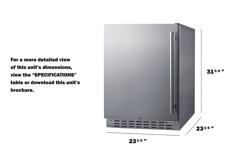 24" Built-In Outdoor Refrigerator, ADA Compliant AL55OSCSSLHD