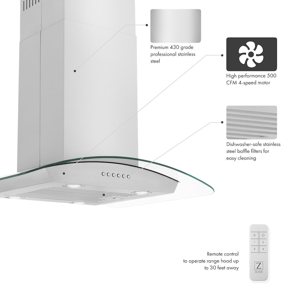30 in. Alpine Series Convertible Island Mount Range Hood ALP70IS30