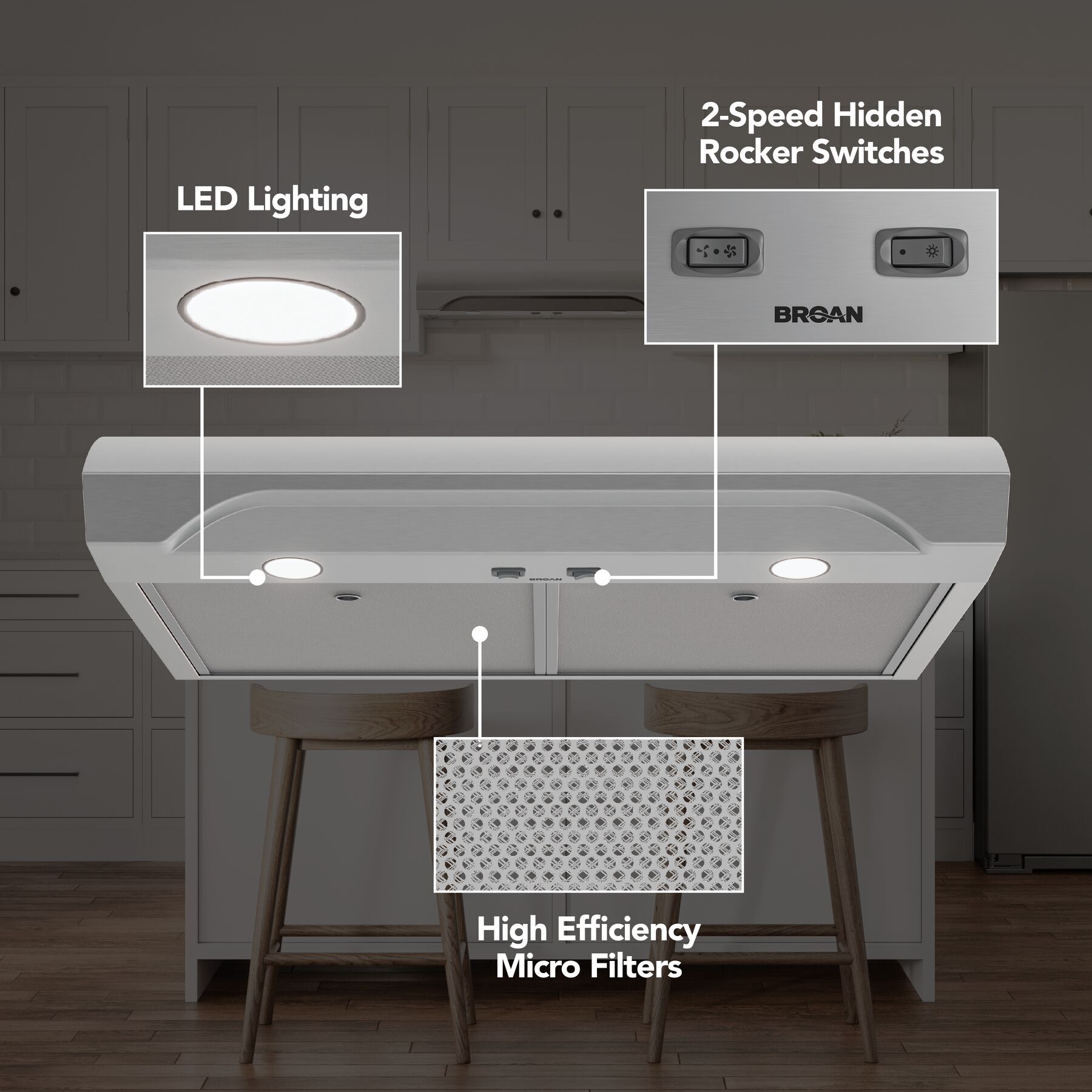30" Alta Under Cabinet Range Hood, 350 CFM, 1.5 Sones - Stainless view 2