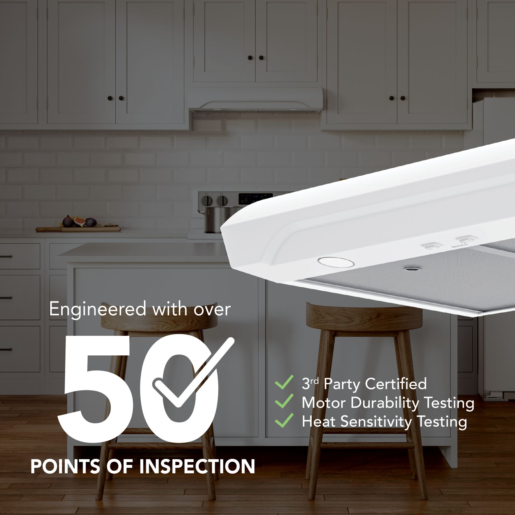Alta 30Inch 350 MAX Blower CFM 1.5 Sones White Range Hood view 5