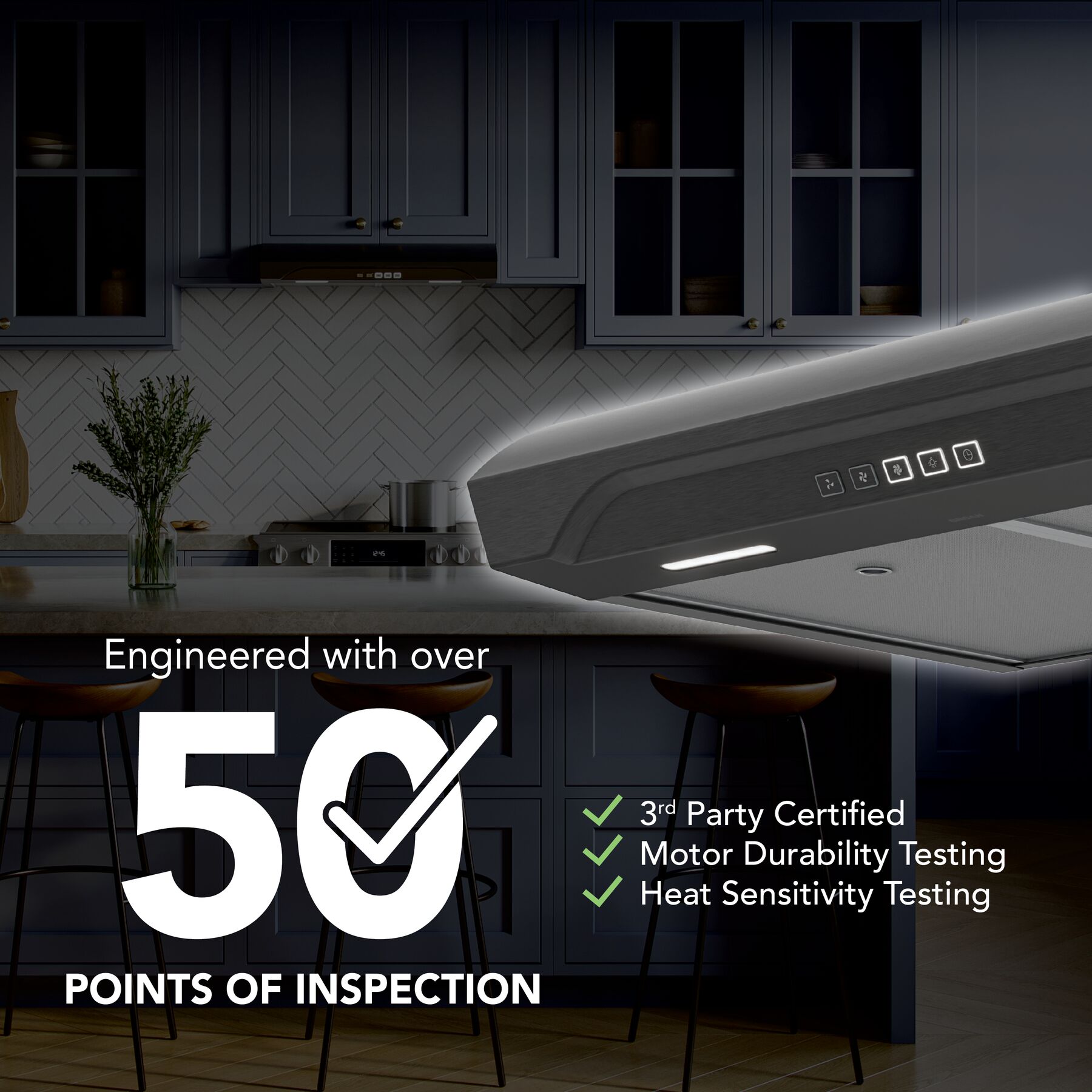 Alta 30Inch 350 MAX Blower CFM 1.5 Sones Black Stainless Range Hood view 5