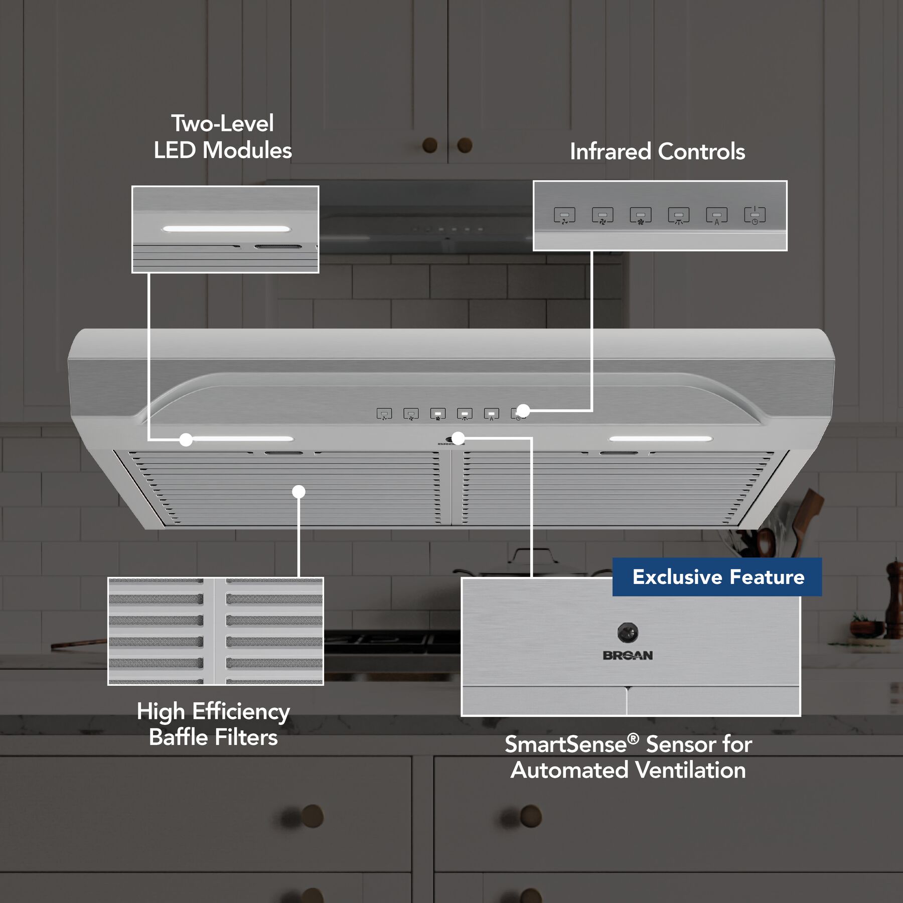 Alta 30Inch 490 MAX Blower CFM 1.1 Sones Range Hood view 2