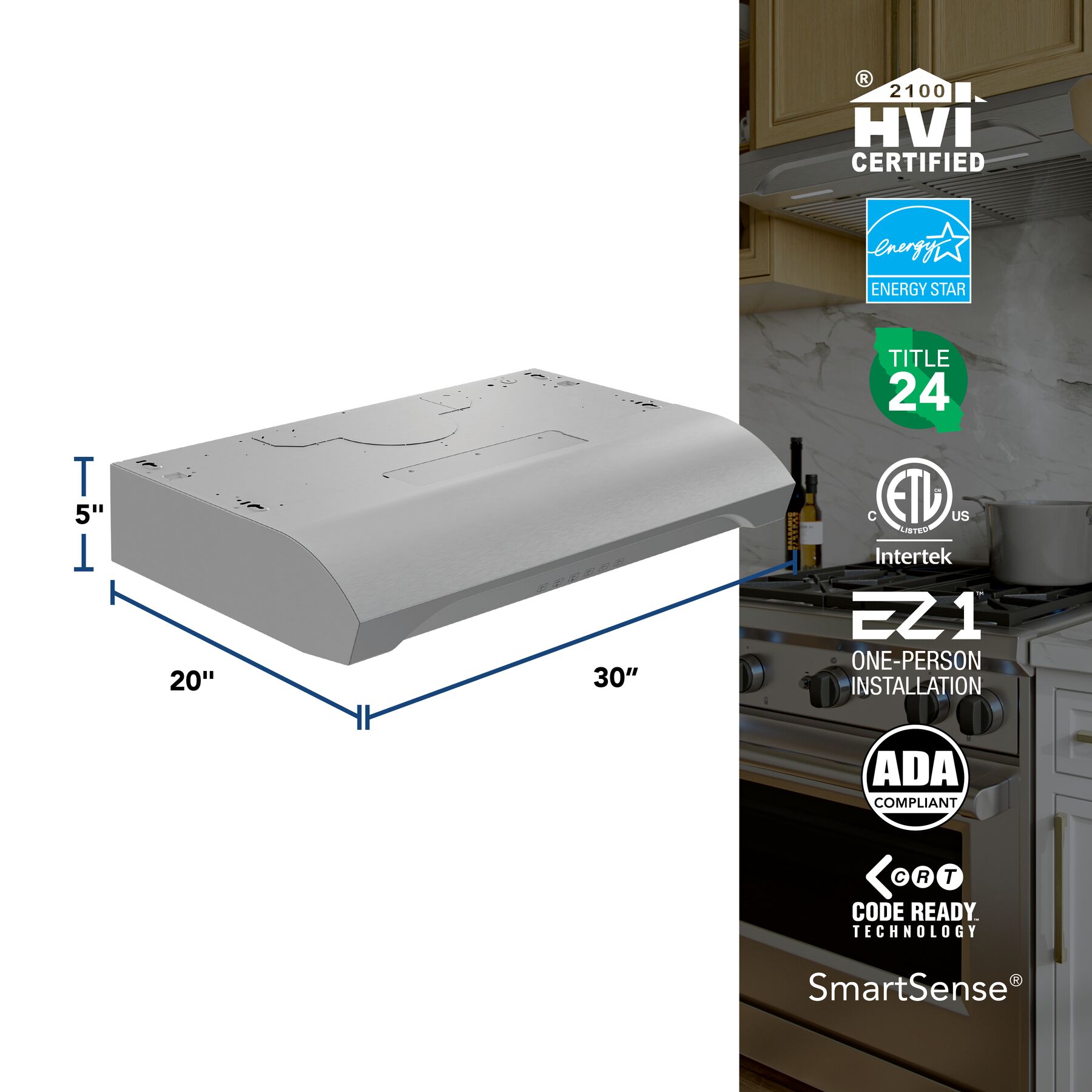 Alta 30Inch 640 MAX Blower CFM 0.8 Sones Range Hood view 5