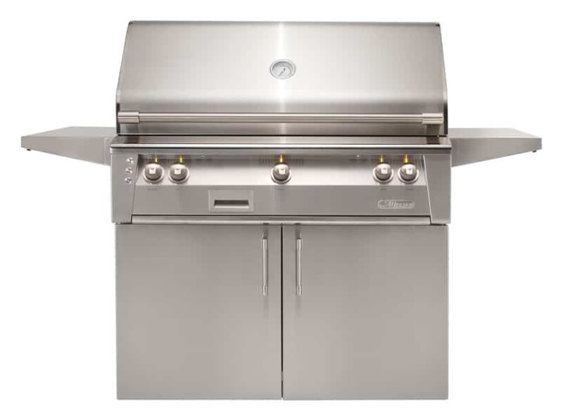 42" Cart Grill, 3 Burner, Rotis, Smoker, Double Door Cart ALXE42C