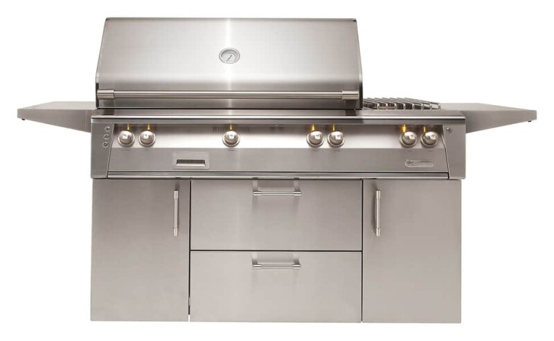56″ Cart Grill, 2 Burner, Rotis, Smoker, SearZone, Double Doors w/ Drawers ALXE56SZC